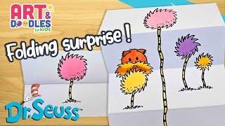 How to draw a Truffula Tree from the LORAX by Dr. Seuss | FOLDING  SURPRISE Art and doodles for kids