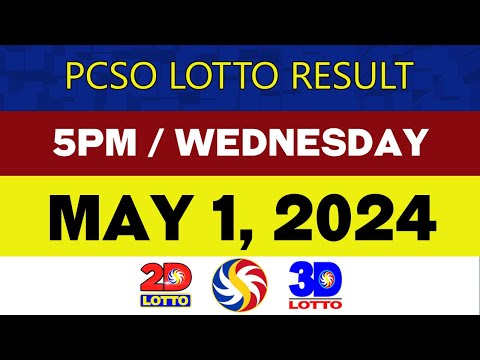 Lotto Result Today MAY 1 5pm Ez2 Swertres 2D 3D 4D 6/45 6/55 PCSO