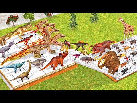 Dinosaurs vs Animals Stairs Tournament of All Units Who Can Survive? Animal Revolt Battle Simulator