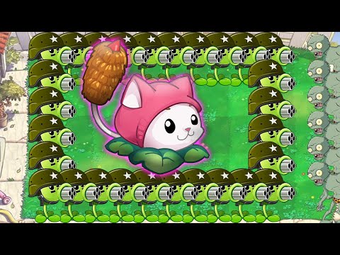 Leader Cattail and 100 Guardian Gatling Pea VS 2000 Octo Zombie | Plants vs Zombies Crumbs mode