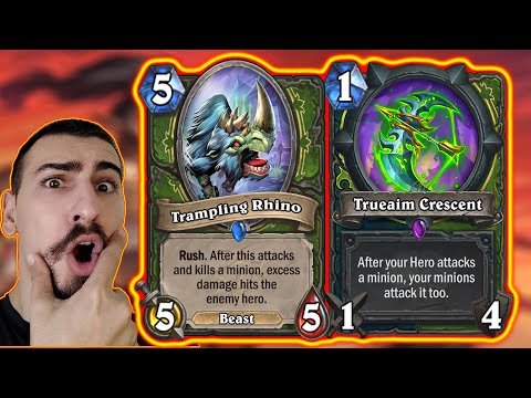 89% WINRATE Face Hunter! Broken 1 Mana Weapon + Trampling Rhino! | Barrens Mini-Set | Hearthstone