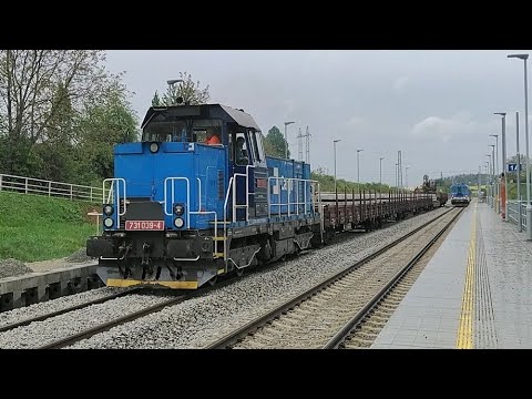 Pracovní vlak s 731.039 ČDC s pražcemi - Střelice dolní 14.5.2021