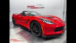 2019 Corvette Convertible 2LT Torch Red 7 spd Ground FX Z51 style wheels/spoiler with 20k kms!