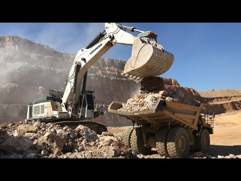 Liebherr 984 Excavator Loading Caterpillar Dumpers - Sotiriadis Ate