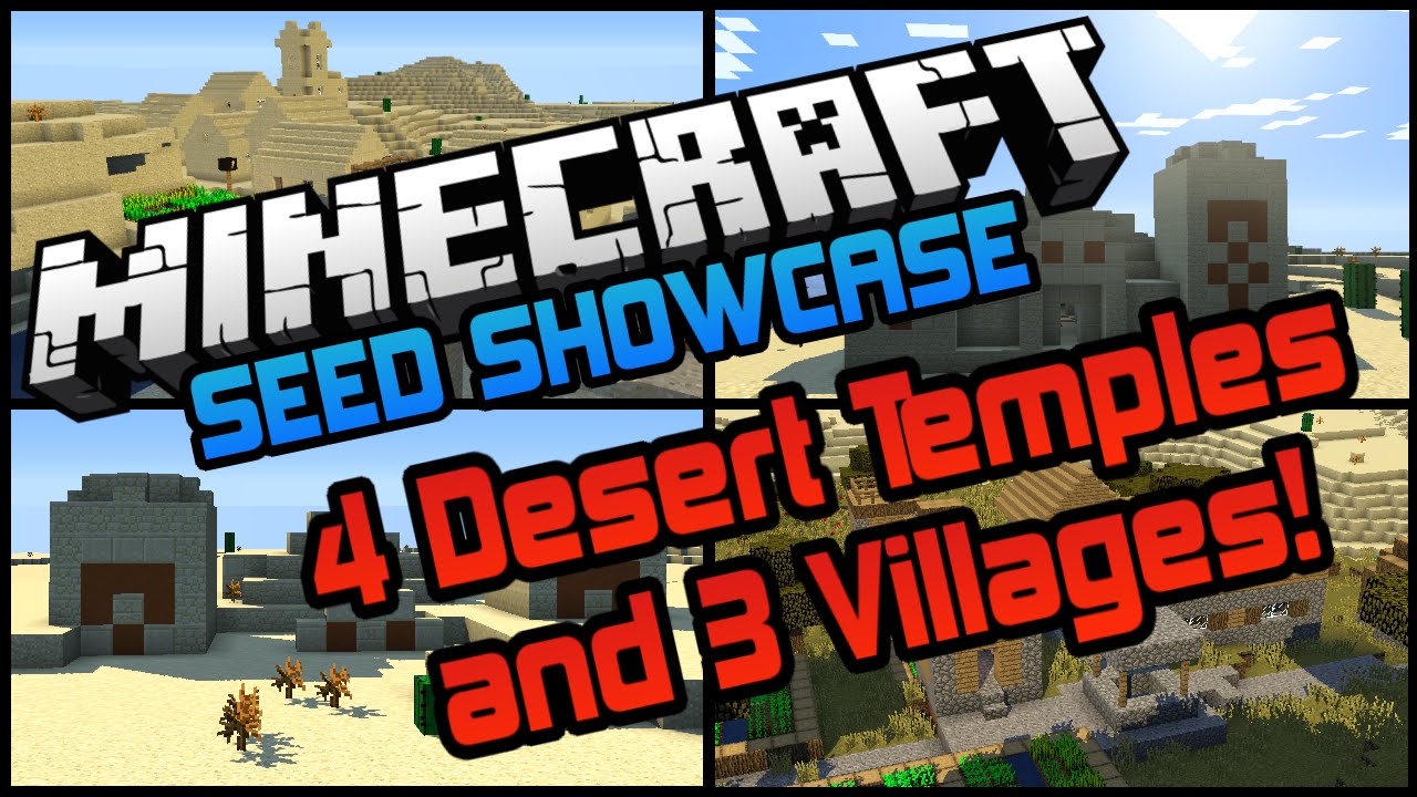 Minecraft 1.8.1 seed -4018510720503011394 four desert temples and three villages
