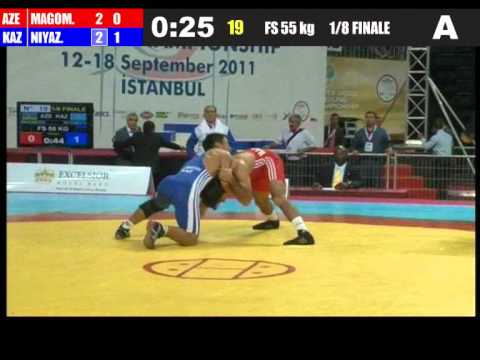 55kg - Daulet Niyazbekov (KAZ) vs Makhmud Magomedov (AZE) 2011 world championship