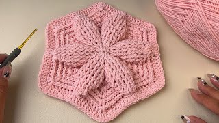 INCREDIBLE Crochet 3D flower tutorial 🌸step by step easy guide for beginners