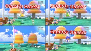 World 1-1 Side by Side Character Comparison - Super Mario 3D World
