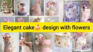 Elegant 🍰cake🍰 design with flowers #elegantcake #uniquecakedesign #viralvideo #viralcakevideo #cake