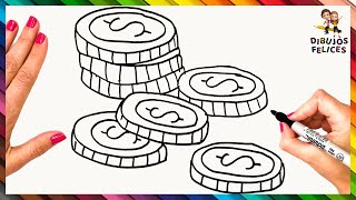 Cómo Dibujar Unas Monedas 👛💲 Dibujo Fácil De Monedas O Dinero