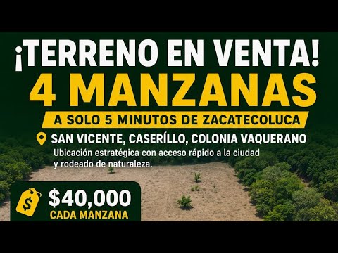 4 manzanas en venta a 5 minutos de Zacatecoluca La paz