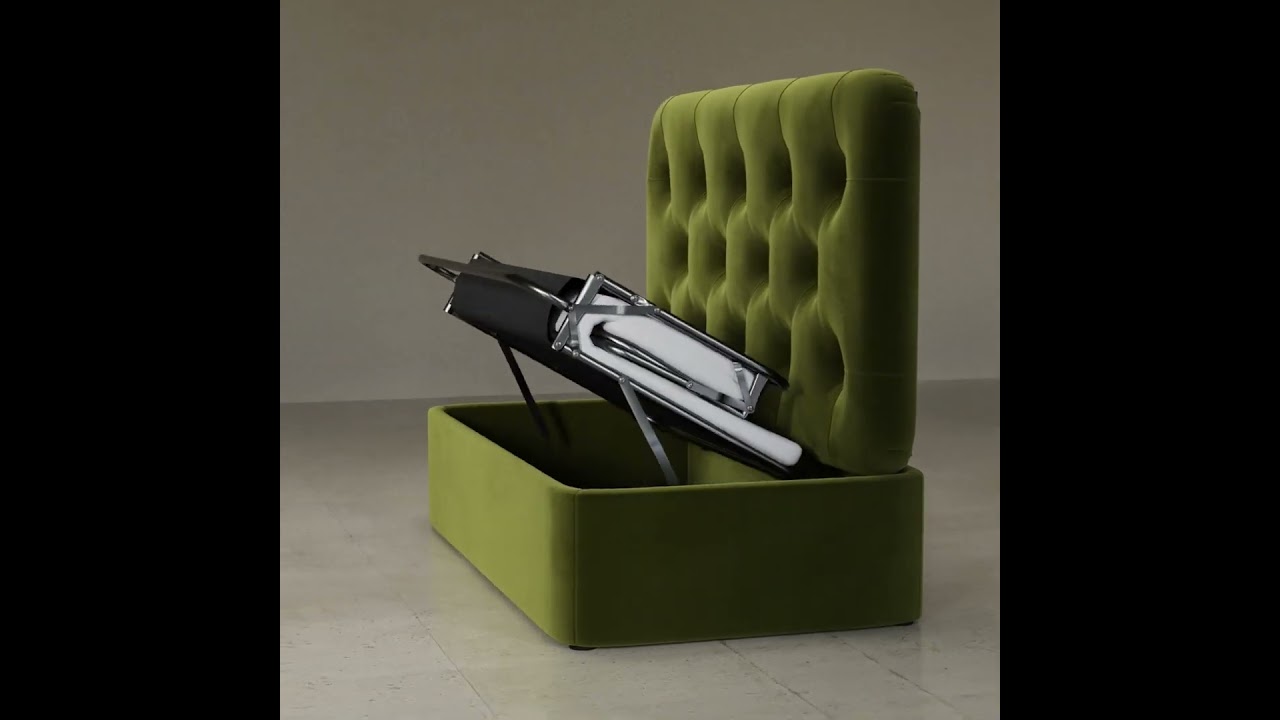 Large Olive Green Velvet Bed Footstool - Myles