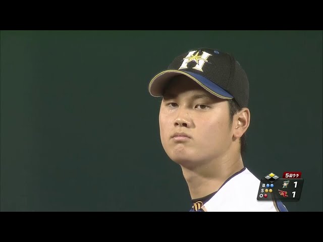 5回裏 ファイターズ大谷がギアチェンジ!! 158km/hでイーグルス松井稼を空振り三振!! 2014/7/9 E-F