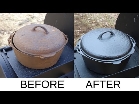 Restoring A Cast Iron Dutch Oven The Easy Way!!