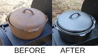 Restoring A Cast Iron Dutch Oven The Easy Way!!