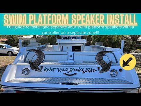 Marine Speakers Swim Platform / Transom Install with Remote Control Skar Marine Speakers and Kicker