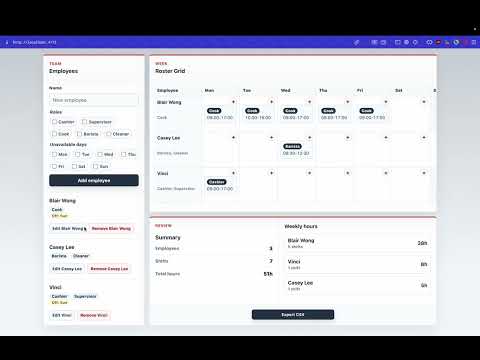 Watch the Shift Roster Builder YouTube demo