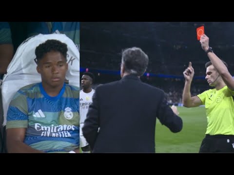 Endrick red card vs Celta de Vigo vs Real Madrid on bench after Álvaro Carreras red card Celta Vigo