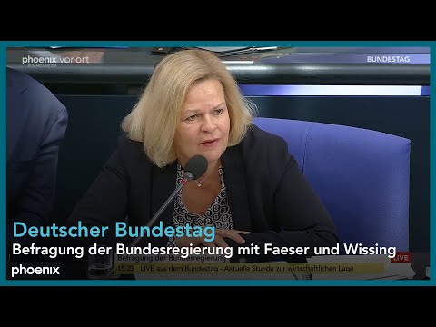 190. Sitzung des Deutschen Bundestags mit der Befragung der Bundesregierung (Faeser und Wissing)
