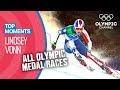 Lindsey Vonn ALL Olympic Medal Races In Full Length  Top Moments