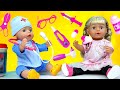 Baby doll and doctor baby Annabell doll - Kids pretend play with First aid kit for baby dolls & toys