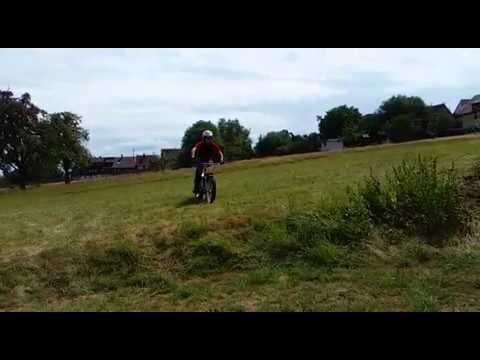 Trial Sprung über Baumstamm