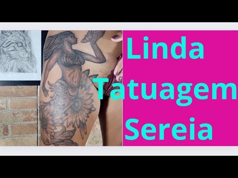 Linda tatuagem de Sereia com girassol Whip Shading