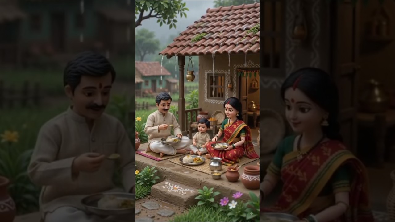 mini doll family cooking and eating 😋🌳🛖🌳 #viral #doll #cooking #food #viral story#miniature #ai doll