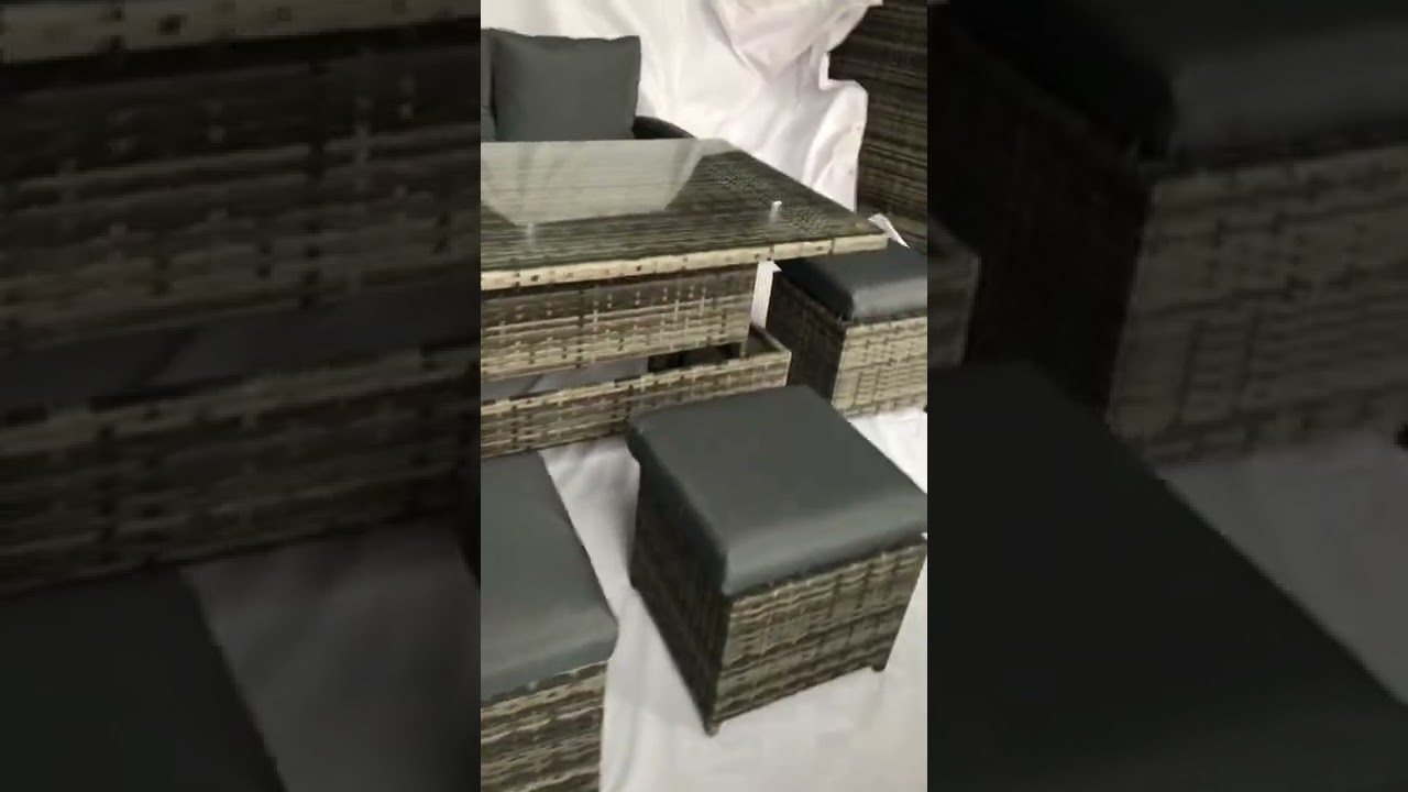 Rattan corner sofa with rising table up and down rattan table ready to shipping