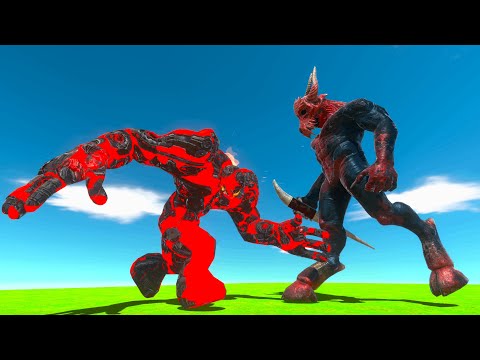 BLOODY LAVA GOLEM VS GIANT INFERNALS - Animal Revolt Battle Simulator