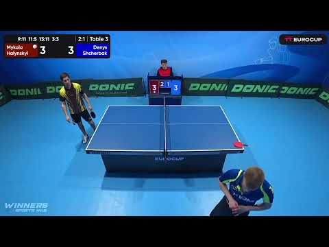 13:15 Mykola Halynskyi 3 - 1 Denys Shcherbak 18.04.2023 TT Euro.Cup Ukraine Star