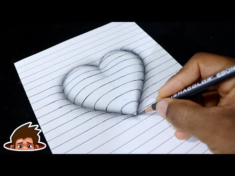 How to Draw 3D Embossed Heart on Paper - Corazón en ...