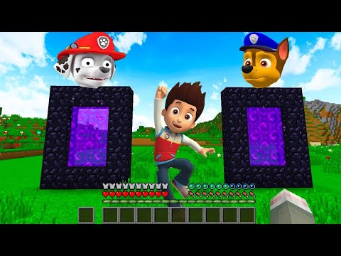 PAW PATROL RYDER chooses WHO TO SAVE PORTAL CHASE or MARSHALL in MINECRAFT   Gameplay