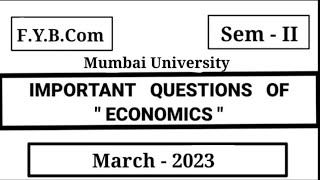 FYBCOM Semester -2 Most Important Questions of Economics | Important Questions of Economics sem -2
