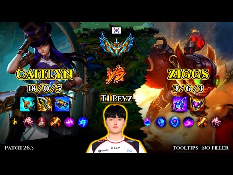 T1 Peyz | Caitlyn ADC vs Ziggs | Patch 26.3 | 2026-02-13 | KR CHALLENGER