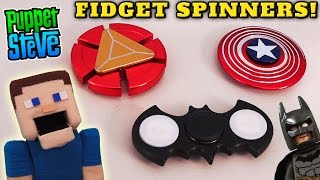 Fidget Spinner SuperHero Batman Iron Man Captain America Toy Hand Unboxing Puppet Steve Tricks Hack