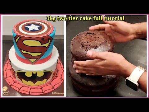superman cake | 3 kg two tier cake | spider theme cake | photo cake design | 1st birthday cake