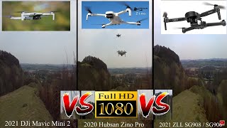 DJi Mavic Mini 2 vs Hubsan Zino Pro vs ZLL SG908 Full HD Video Review 3 in 1 Comparison Side by Side