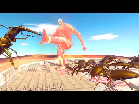Titan Wars! Colossal Titan vs Giant Insects Army in Lava Arena - Animal Revolt Battle Simulator