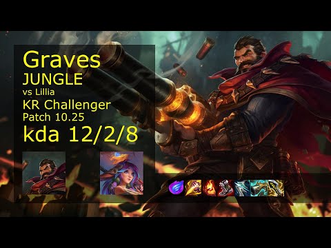 Graves Jungle vs Lillia - KR Challenger 12/2/8 Patch 10.25 Gameplay // [롤] 그레이브즈 vs 릴리아 정글