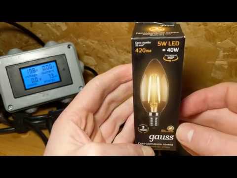 Экспресс-тест лампы Gauss 103801105 LED Filament Свеча E14 5W 420lm 2700К 1/10/50
