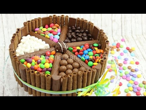 Candy Cake mit Waffelröllchen