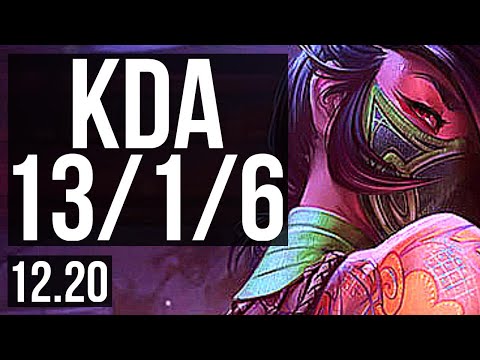 AKALI vs SETT (MID) | 13/1/6, Legendary, 600+ games | KR Diamond | 12.20