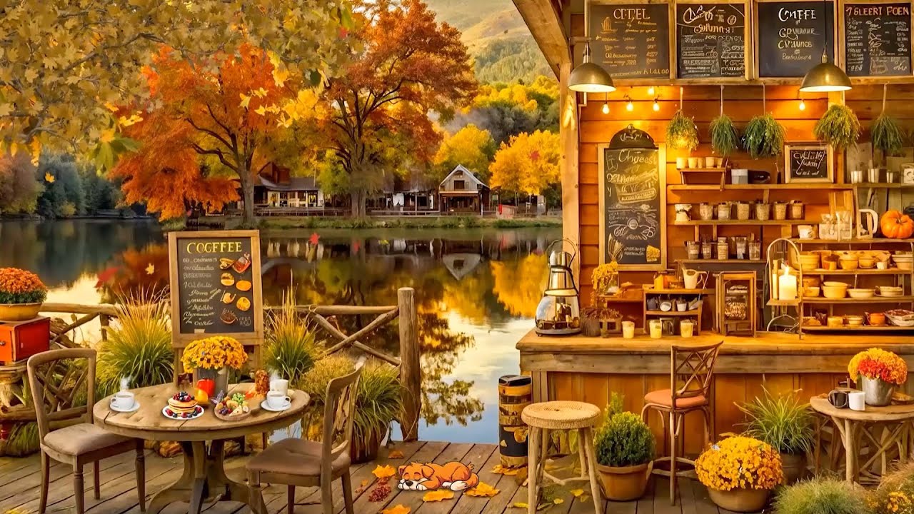 Cozy Fall Morning Jazz 🍂 Outdoor Coffee Shop Vibes for Focus & Relaxation | Smooth Jazz for Work
