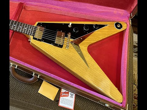 2022 Gibson 1958 Reissue Korina Flying V Black pick guard