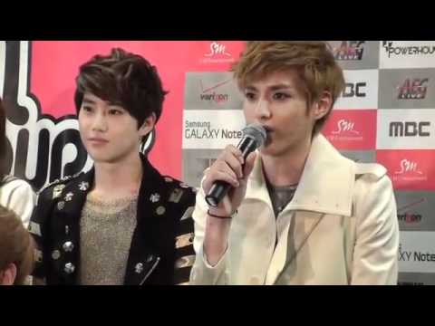 [HD] 120521 EXO M Kris and SNSD Sooyung - Speaking in English (Press Conference)