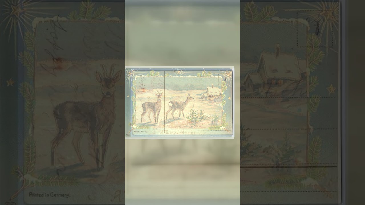 German Publisher, Divided Back, Christmas Scene with Deer, 1900s Video