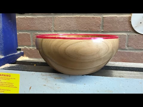 Wood turning - Cherry Bowl with Pink edge