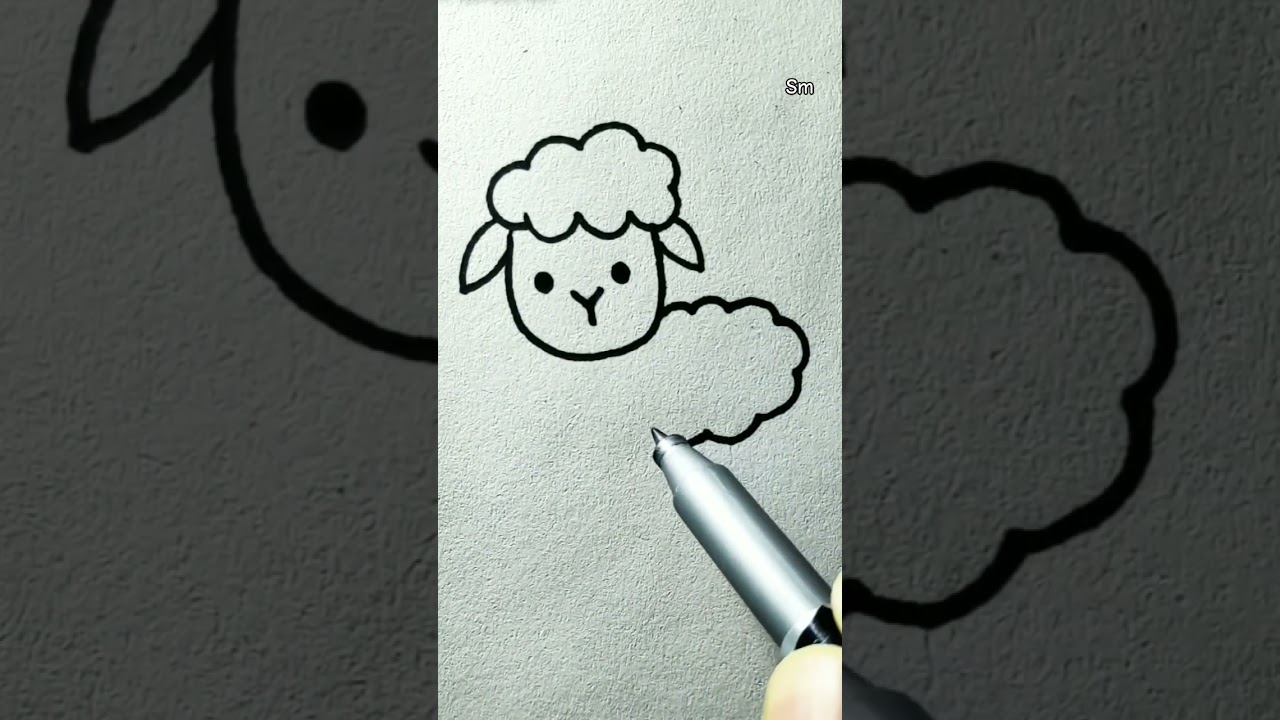 cute drawing 😍 | cute sheep 🐑 draw | step by step #art #drawing #easy #sheep #creative #short