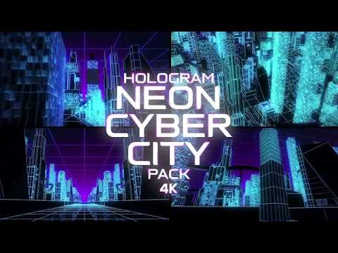 Hologram Neon Cyber City Pack 4k / Neon Futuristic Buildings Pack